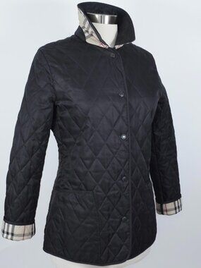 Burberry sz XS  jacket coat quilted nova check lining black